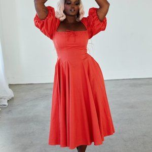 COPY - Selkie Winter Red Day Dress Medium Cotton NEW